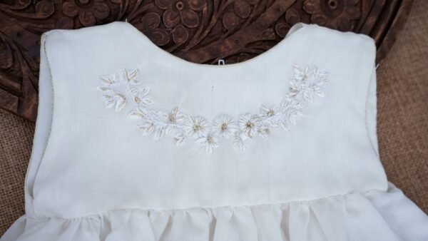 Hand Embroidered Pearl White and Gold - view 6