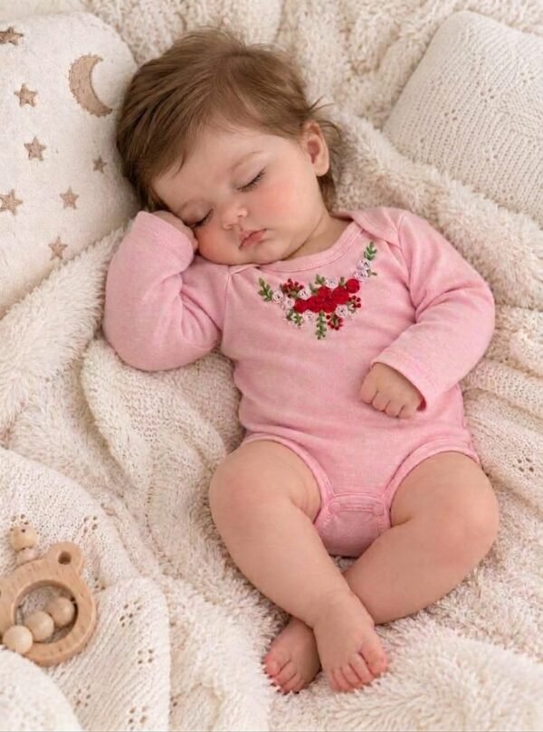 Hand Embroidered Pink Romper