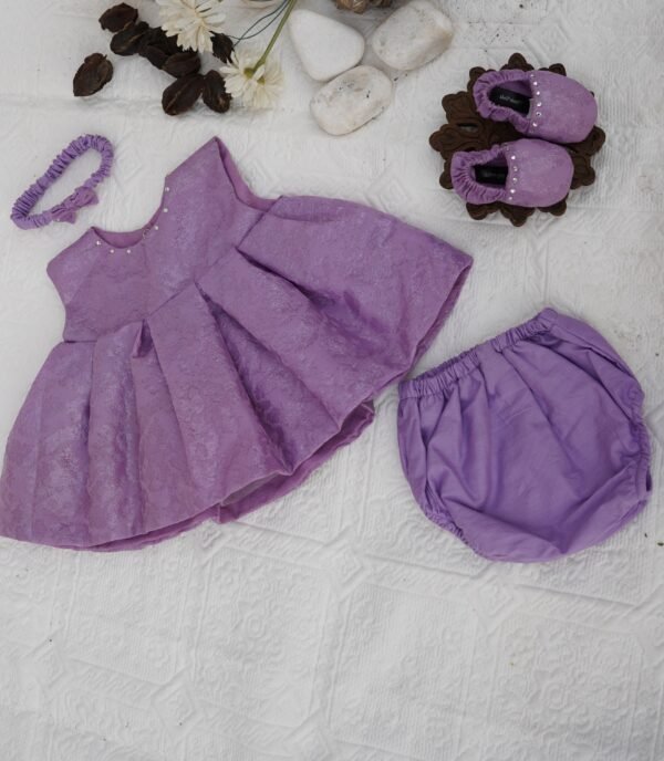 Lavender Jacquard Frock Set - view 8