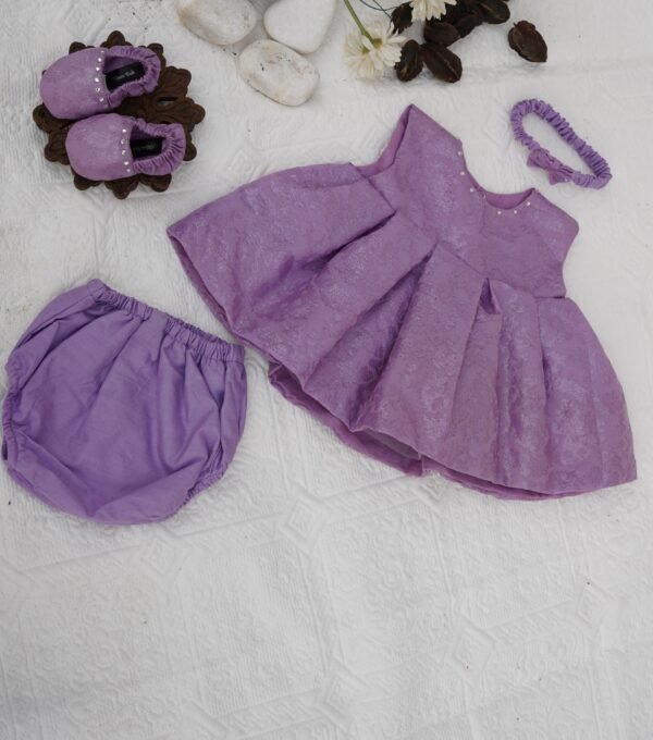 Lavender Jacquard Frock Set - view 9