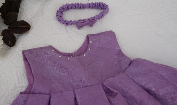 Lavender Jacquard Frock Set - view 7