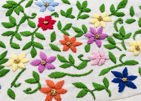 Hand Embroidered Multi Little Blooms - view 2