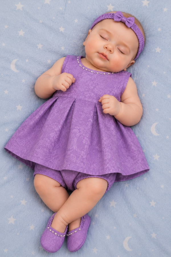 Lavender Jacquard Frock Set
