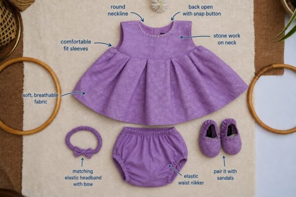 Lavender Jacquard Frock Set - view 11