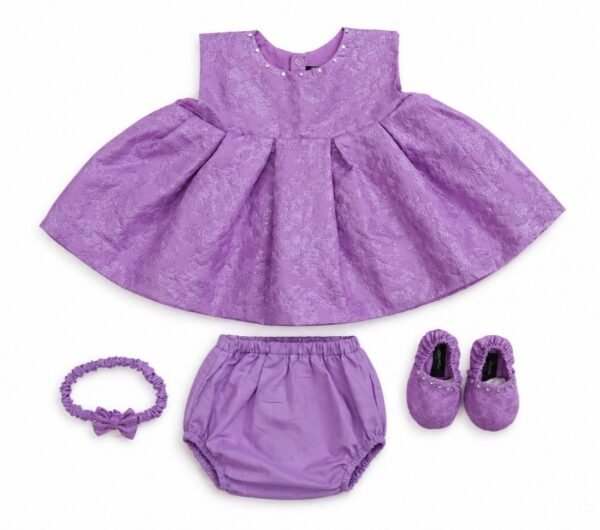 Lavender Jacquard Frock Set - view 2