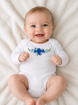 Hand Embroidered White romper