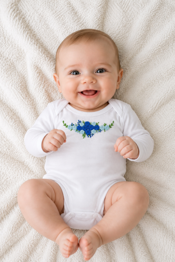 Hand Embroidered White romper
